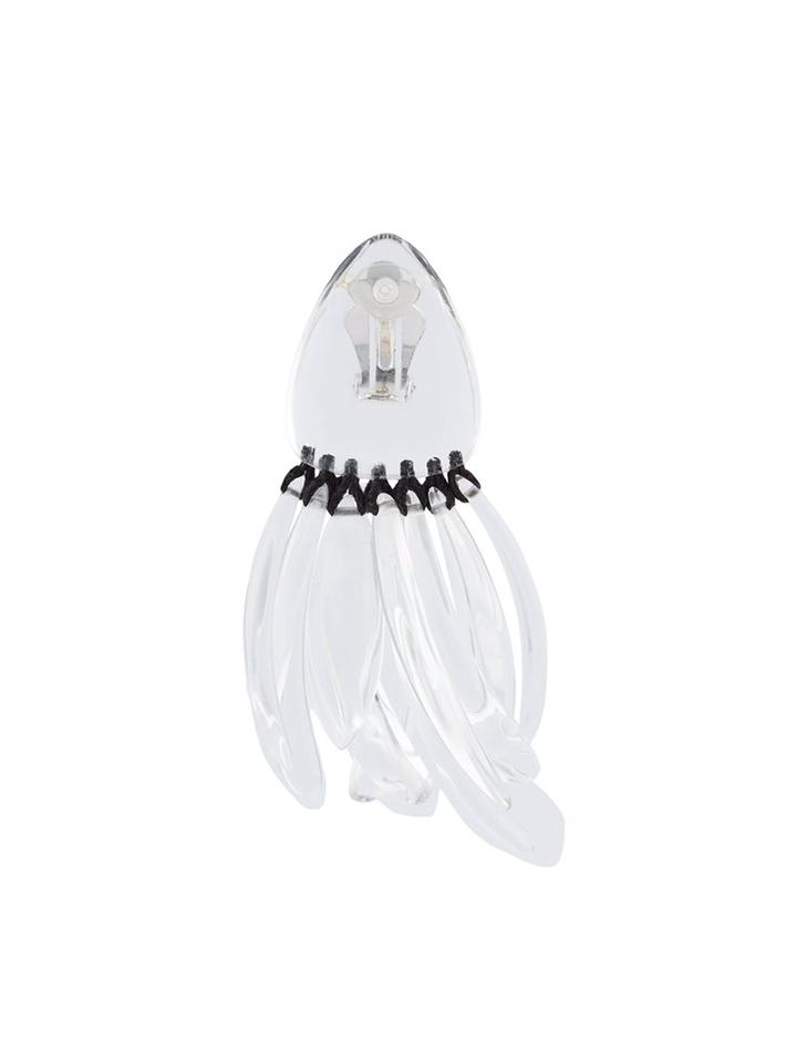 Monies Long Bead Tassel Clip On Earrings, Women's, White