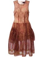 Simone Rocha Floral Print Tulle Flared Dress
