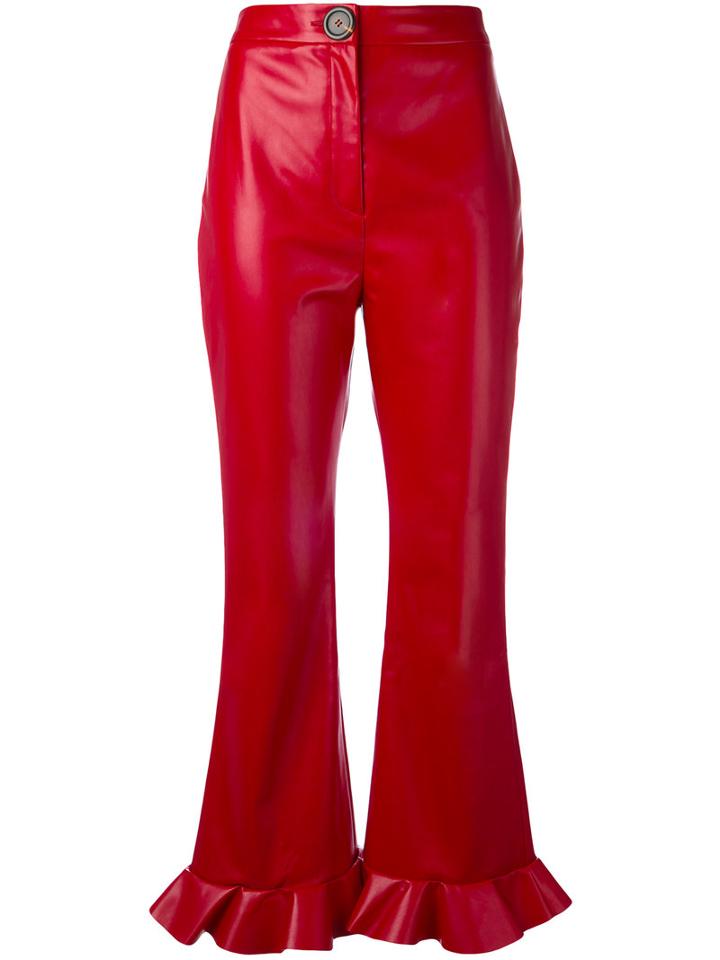A.w.a.k.e. - Cropped Flared Trousers - Women - Polyester/viscose - 40, Red, Polyester/viscose