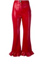 A.w.a.k.e. - Cropped Flared Trousers - Women - Polyester/viscose - 40, Red, Polyester/viscose