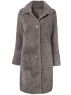 Yves Salomon Shearling Mid-length Coat - Grey