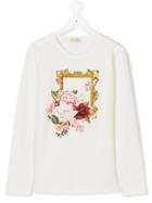Monnalisa Teen Rose Printed T-shirt - White