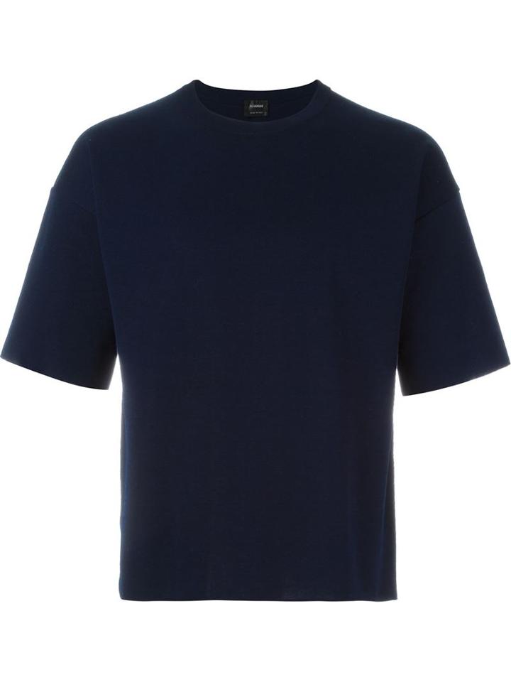 Jil Sander Round Neck T-shirt, Men's, Size: 48, Blue, Cotton