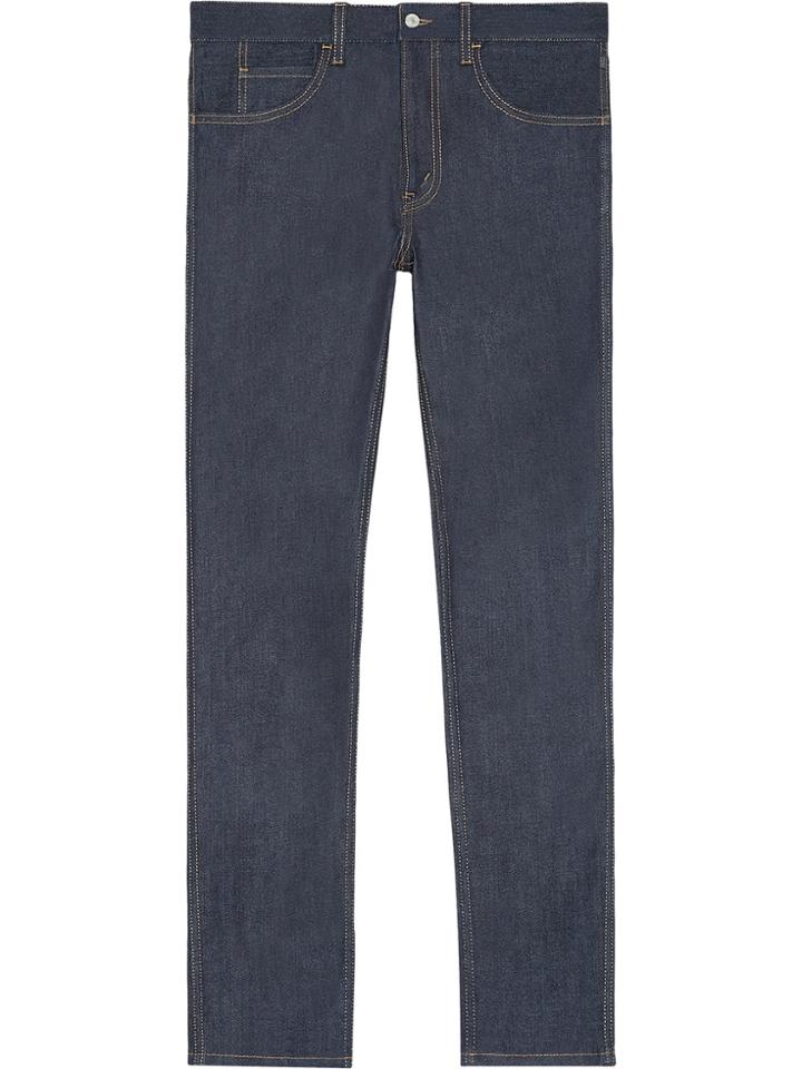 Gucci Stretch Denim Slim Pant With Tiger - Blue