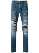 Philipp Plein - Distressed 'bear' Jeans - Men - Cotton/elastodiene/polyester/spandex/elastane - 31, Blue, Cotton/elastodiene/polyester/spandex/elastane
