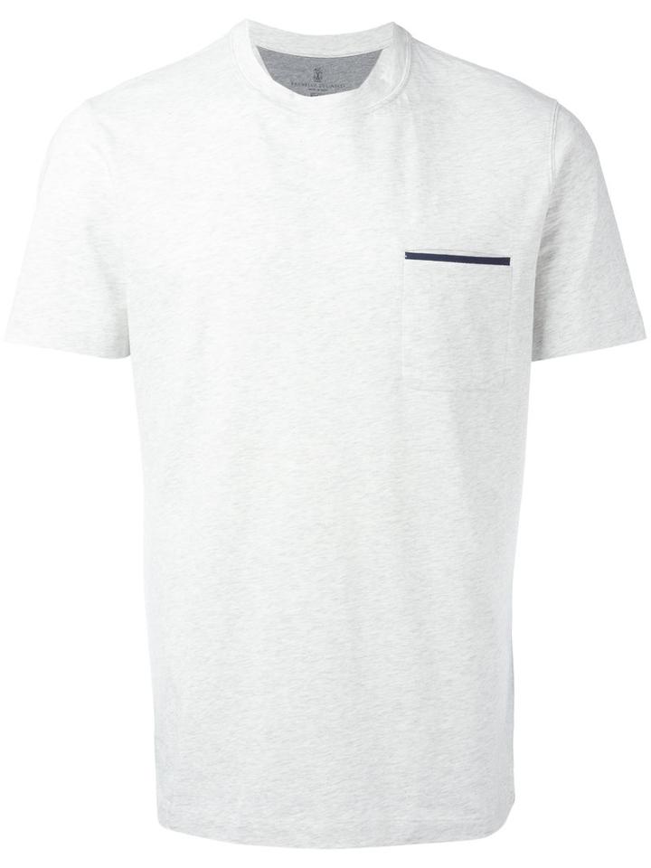 Brunello Cucinelli - Contrast Trim Pocket T-shirt - Men - Cotton - L, Grey, Cotton