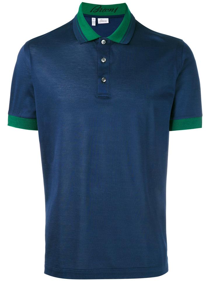 Brioni - Contrast Trim Polo - Men - Cotton - L, Blue, Cotton