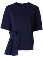Muveil Ruffled Detailing T-shirt, Women's, Size: 38, Blue, Cotton/polyester/polyurethane