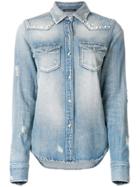 Wandering Embellished Distressed Shirt - Blue