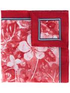 Kiton - Floral Print Pocket Square - Men - Linen/flax - One Size, Red, Linen/flax