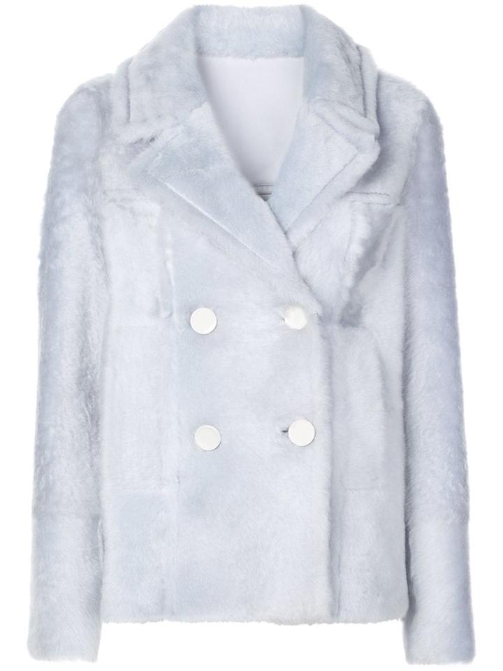 Yves Salomon Double-breasted Coat - Blue