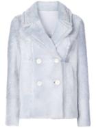 Yves Salomon Double-breasted Coat - Blue