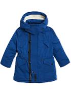 Burberry Kids Teen Detachable Hood Parka Coat - Blue