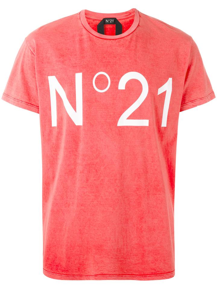 No21 - Logo Print T-shirt - Men - Cotton - 46, Red, Cotton