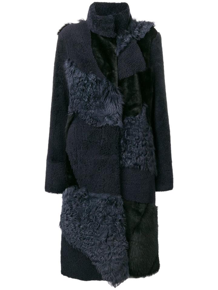 Drome Shearling Midi Coat - Blue