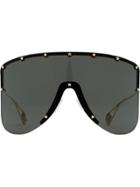 Gucci Eyewear Mask Sunglasses With Star Rivets - Grey