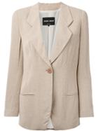 Giorgio Armani Notched Lapel Blazer, Women's, Size: 40, Nude/neutrals, Mulberry Silk/viscose/acetate
