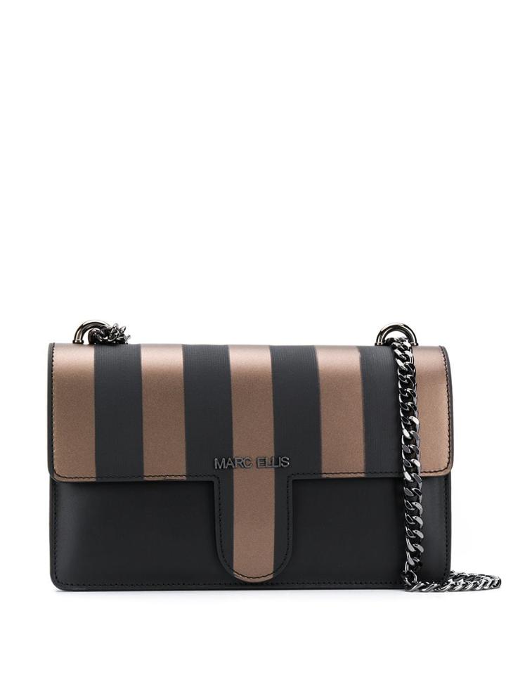 Marc Ellis Striped Logo Shoulder Bag - Black