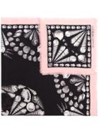 Alexander Mcqueen Black And Pink Deep Sea Skull Print Wool Blend Scarf