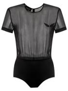 Adriana Degreas Sheer Panels Bodysuit, Women's, Size: G, Black, Spandex/elastane/silk/polyamide