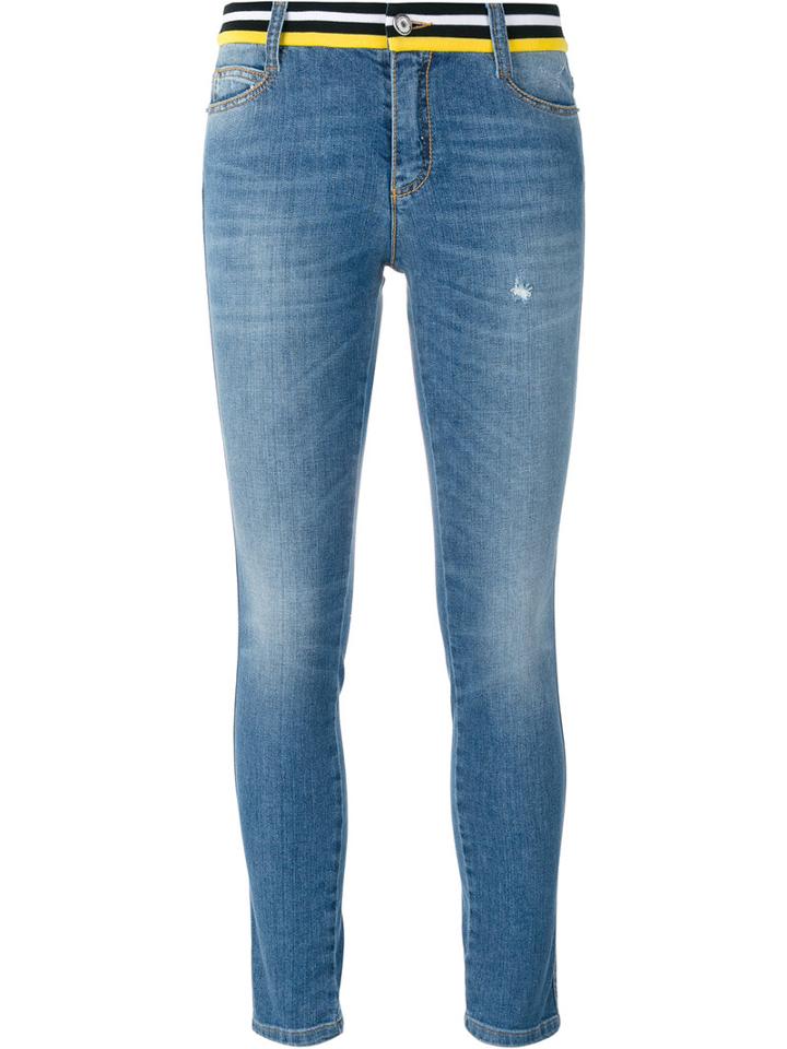 Ermanno Scervino Embellished Back Skinny Jeans, Women's, Size: 38, Blue, Cotton/spandex/elastane