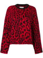 Laneus Leopard Print Jumper - Red