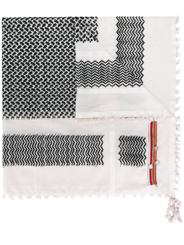 Amen Mini Tassels Zigzag Scarf, Men's, Black, Cotton