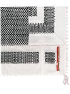 Amen Mini Tassels Zigzag Scarf, Men's, Black, Cotton