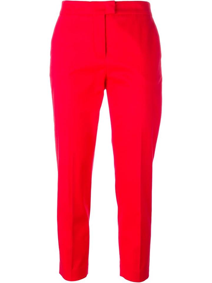 Msgm Cropped Trousers, Women's, Size: 40, Red, Cotton/spandex/elastane
