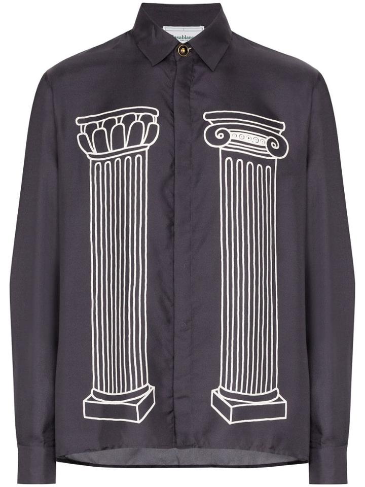 Casablanca Column-print Silk Shirt - Black