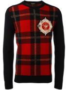 Balmain Tartan Check Sweatshirt, Men's, Size: Large, Black, Merino/viscose/polyester/polyamide
