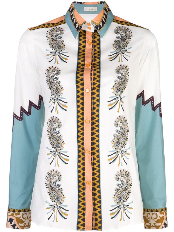 Etro Panelled Paisley Print Shirt - Neutrals