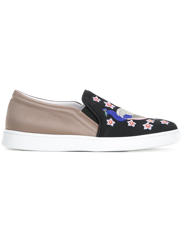Joshua Sanders Peacock Embroidery Slip-on Sneakers - Black