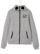 Cp Company Kids Zipped Logo Hoodie - Grey