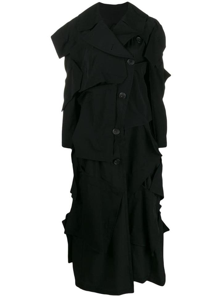 Yohji Yamamoto Stitched Panel Coat - Black