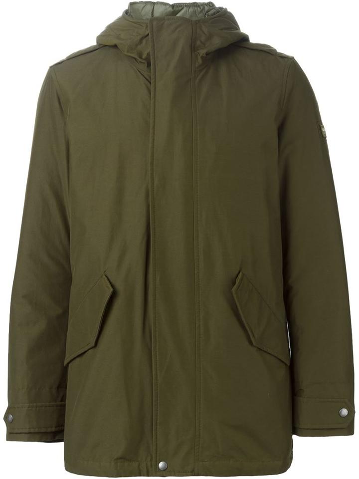 Woolrich Hooded Jacket, Men's, Size: Xl, Green, Cotton/nylon/polyester
