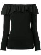 Liu Jo Ruffled Off Shoulder T-shirt - Black