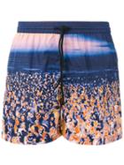 Msgm Crowd Print Swim Shorts, Men's, Size: 50, Polyamide
