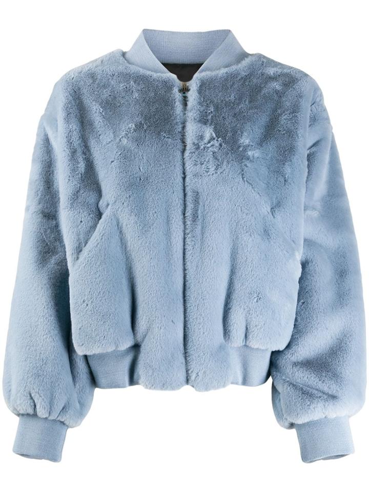Chiara Ferragni Faux Fur Wink Jacket - Blue