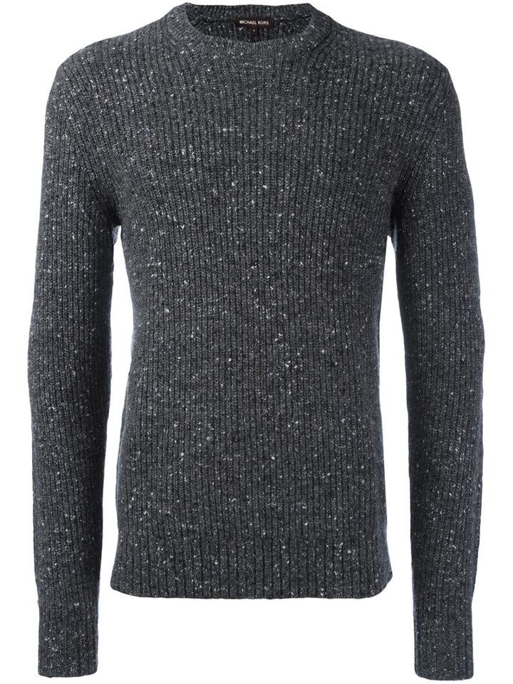 Michael Michael Kors Crew Neck Jumper, Men's, Size: Large, Grey, Nylon/viscose/wool