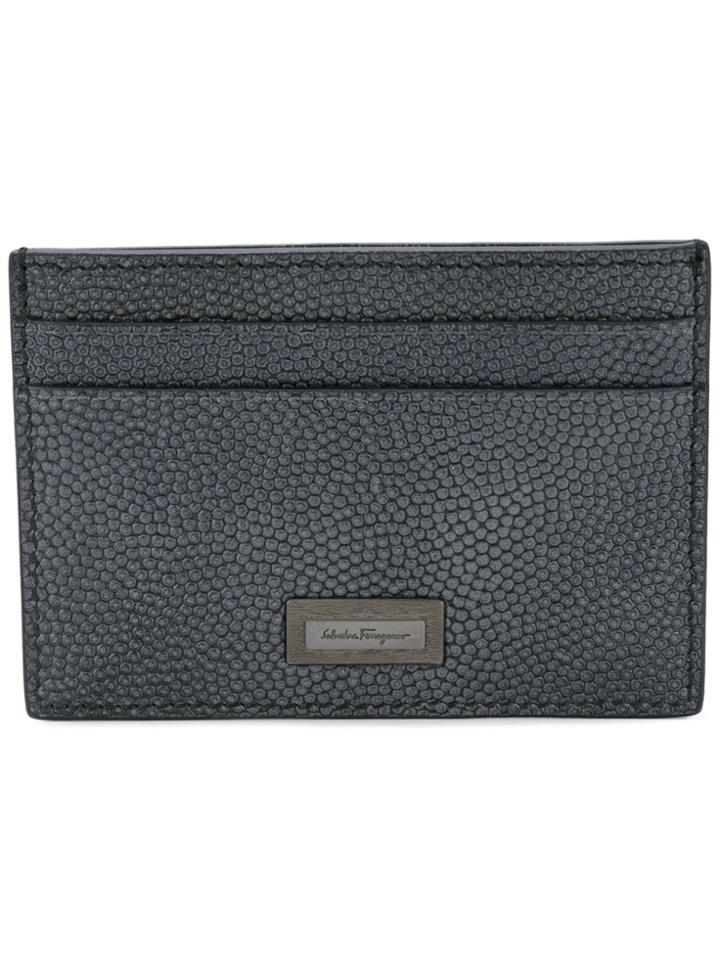 Salvatore Ferragamo Logo Embroidered Cardholder - Grey
