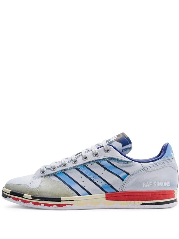 Adidas Metallic Silver X Raf Stan Smith Printed Leather Sneakers