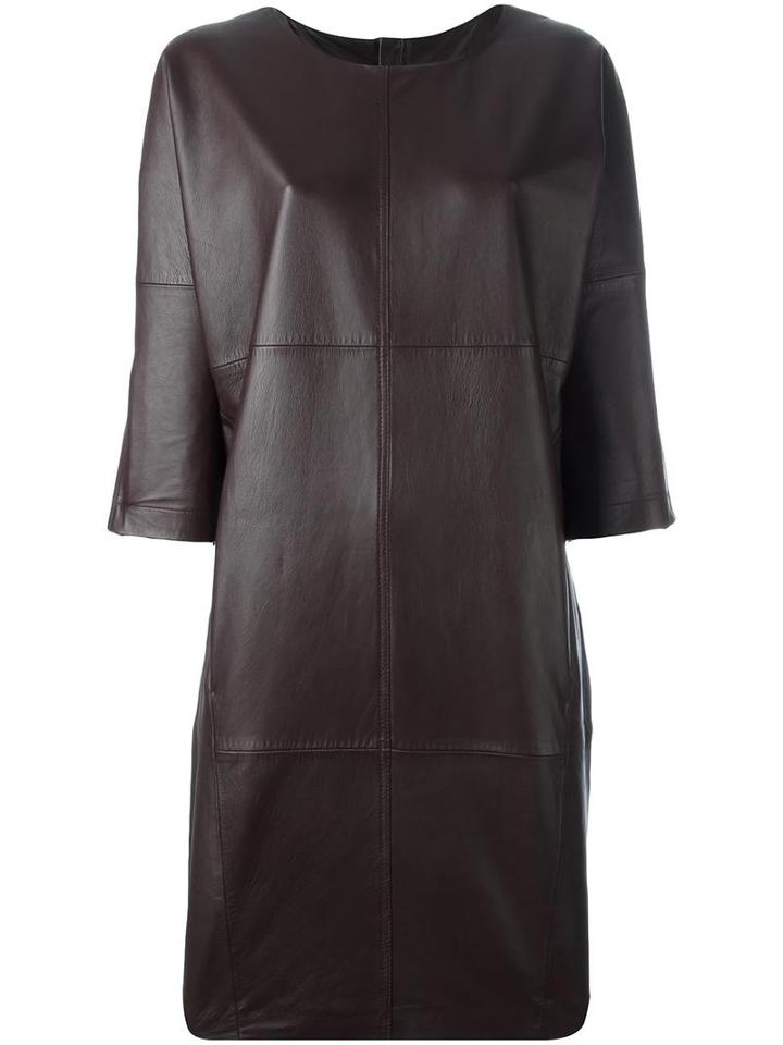 Closed Leather Dress, Women's, Size: Large, Brown, Lamb Skin