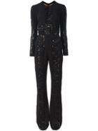 Elie Saab Embroidered Glitter Jumpsuit, Women's, Size: 38, Black, Silk/polyamide/acetate/viscose