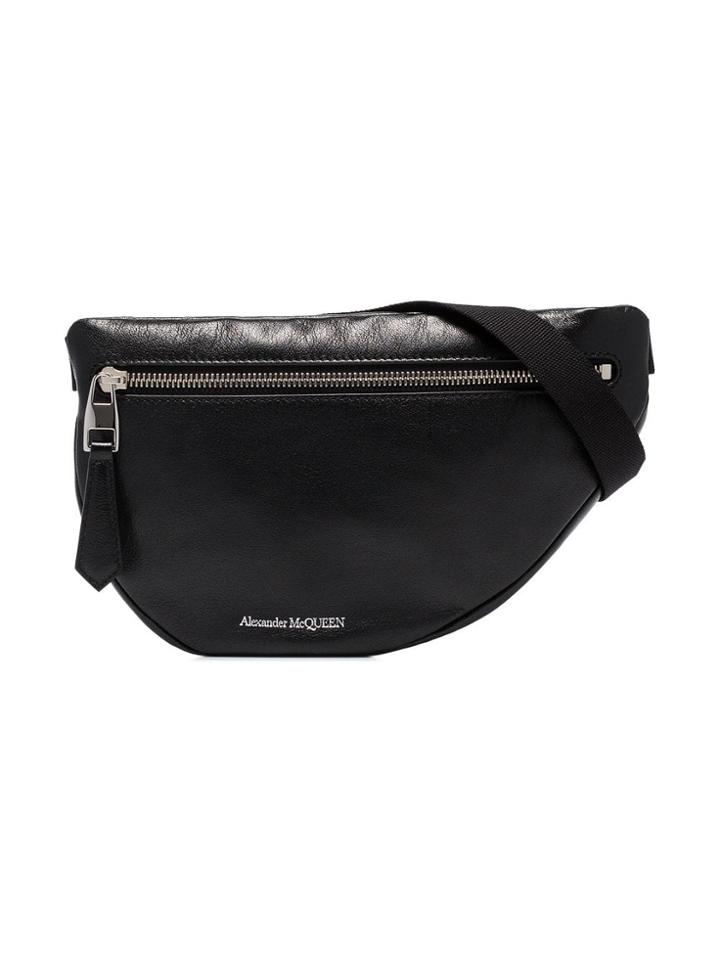 Alexander Mcqueen Black Logo Leather Belt Bag
