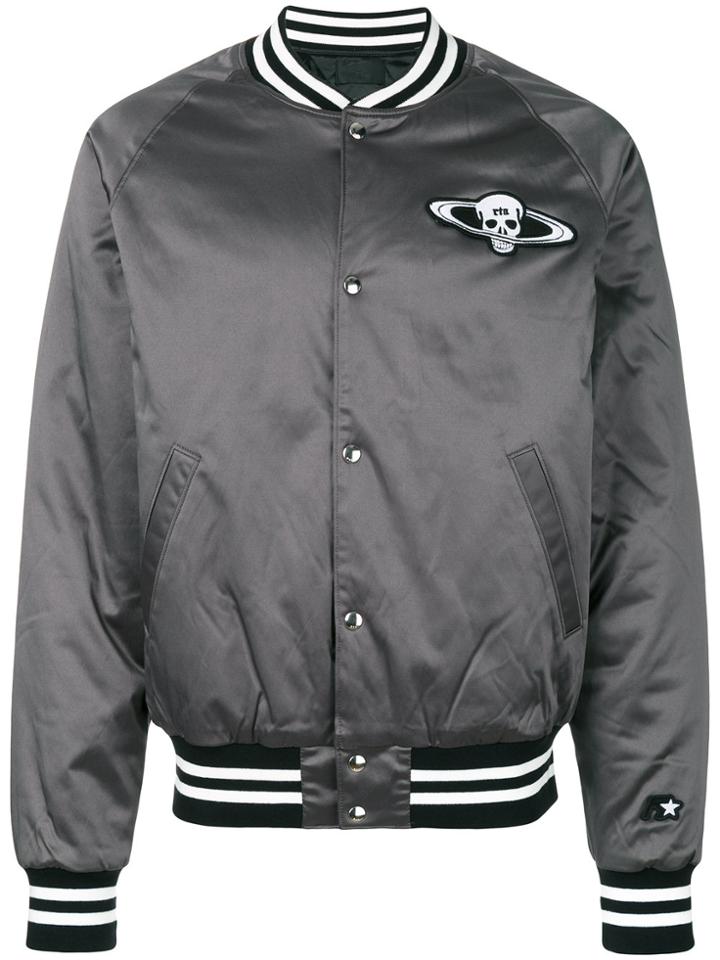Rta Satin Bomber Jacket - Grey