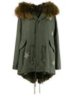 Furs66 Star Embroidered Parka Coat - Green