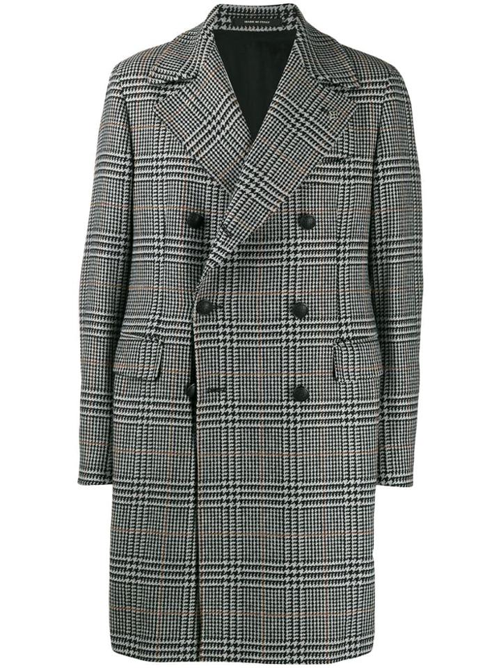 Tagliatore Glen Check Coat - Black