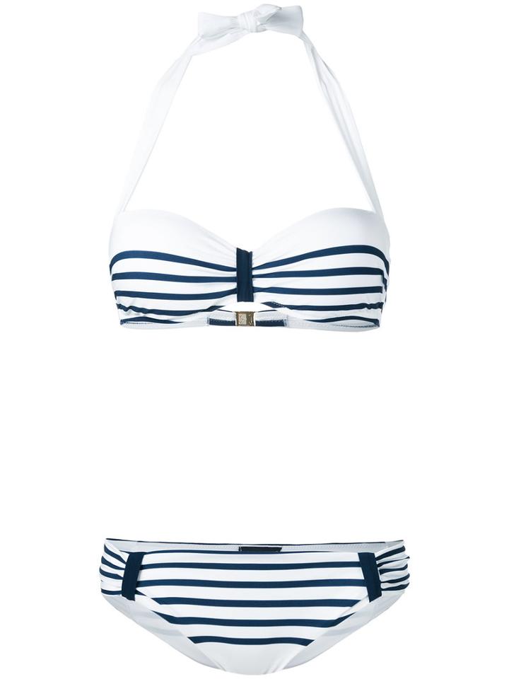 Dolce & Gabbana Striped Bikini, Women's, Size: Iii, Blue, Polyamide/spandex/elastane