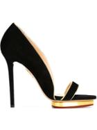 Charlotte Olympia Christine Sandals, Women's, Size: 37, Black, Chamois Leather/leather